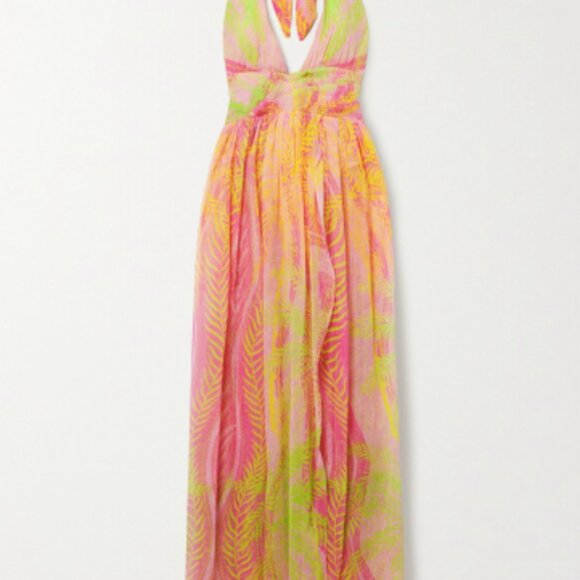 retrofete Zion Gathered Printed Silk-chiffon Halterneck Maxi Dress - Pink - Picture 4 of 6